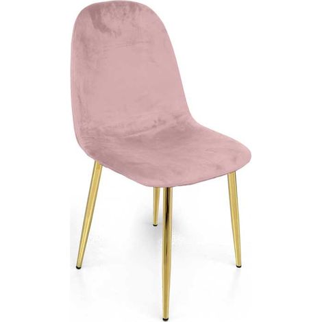 SEDIA IN VELLUTO CON GAMBE ORO 52X44X88 CM IN COLORE ROSA