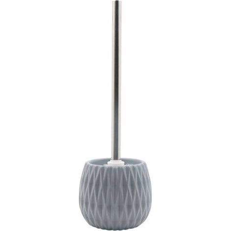 TRADE SHOP - Portascopino Grigio Lavorato Con Scopino Accessorio Moderno Arredo Bagno 79953 - (1/2)