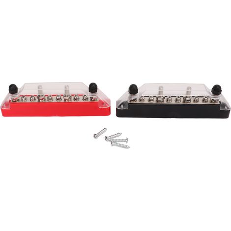 1 paire de blocs de distribution d'énergie, 10 bornes 48V 150A, goujon M6, barre omnibus à vis M4 pour voiture et bateau, 4 goujons, 6 pièces (1/5)