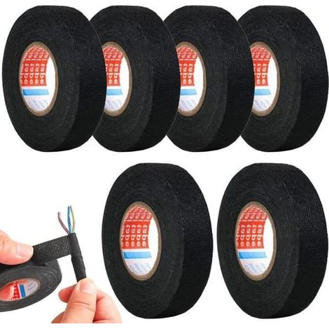 SABIR-Ruban isolant noir pour câbles, ruban pour faisceaux de câbles électriques automobiles 19 mm x 15 m, ruban résistant à la chaleur, ruban isolant électrique (1/4)