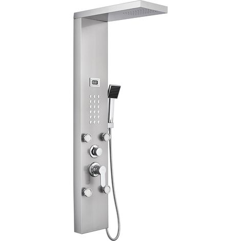 Auralum Panel de Ducha de Acero Inoxidable Cepillado con rociador y rociador para baño (Panel de Ducha)