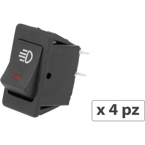 4 PZ Interruttore Bilanciere Quadrato On Off Push Button 4 Pin con Led Spia Rosso 12V Auto Barca Foro 20x28mm (1/3)