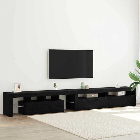 Meuble TV 3 pcs-Banc TV-Meuble Télé Chêne noir 290 x 36,5 x 40 cm Bois d'ingénierie (1/5)