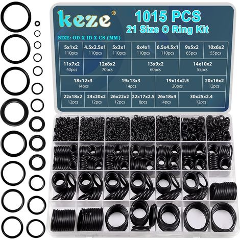 1015 Pcs Assorted Size 21 Rubber O-Rings for Repair Pressure Washer Plumbing Tap Fittings (1/5)