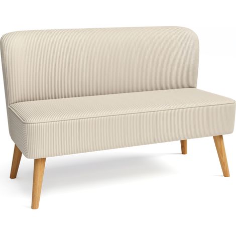 2-Sitzer-Sofa Bealife Sessel Cordbezug Holz- Metallgestell für Wohnzimmer Schlafzimmer Büro kleine Wohnung 119 x 56 x 78 cm Beige