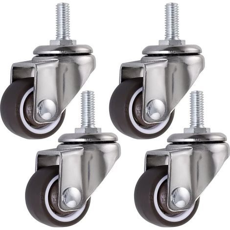 PCS-Lenkrad, 25-mm-Möbelrollen M6 × 15, Gummi-Lenkrollen, für Trolleys, Wagen, Babybett, Möbel, Tisch, Tragfähigkeit 15 kg pro Rad (1/4)