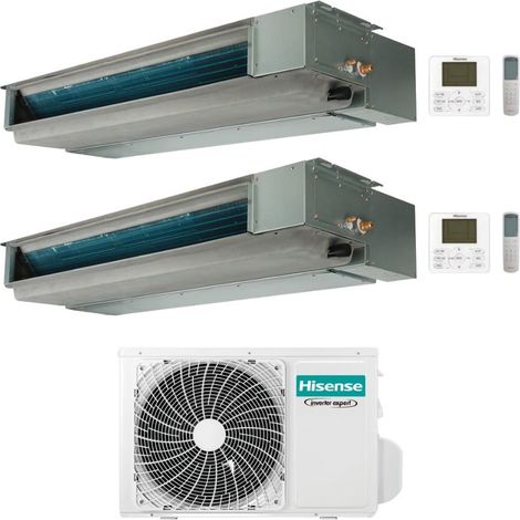 Hisense Climatizzatore Canalizzato Dual Split serie Slim ADT 9+9 con 2AMW52U4RXC Inverter R32 Wi-Fi Optional Classe A++