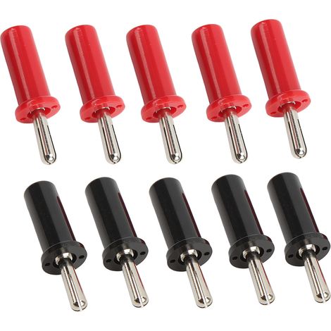 Lot de 10 adaptateurs bananes rouges et noirs de 4 mm à fente croisée, plaqués or, à souder, pour câbles de haut-parleurs (1/5)