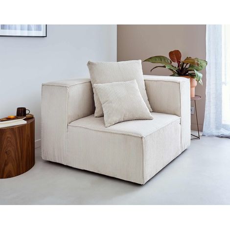Colombine - module d'assise d'angle réversible - en velours côtelé - beige (1/5)