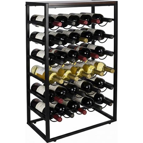 Relaxdays Weinregal, 30 Flaschen, Industrial, HBT: 88 x 59 x 30 cm, Weinhalter stehend, Weinflaschenregal, schwarz/braun