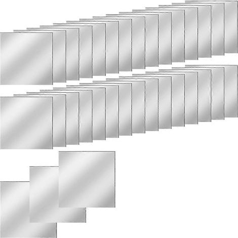 Lot de 30 mini carreaux de miroir en acrylique autocollants, carrés de 7,6 cm (3 pouces), haute définition, pour loisirs créatifs et décoration murale. (1/5)
