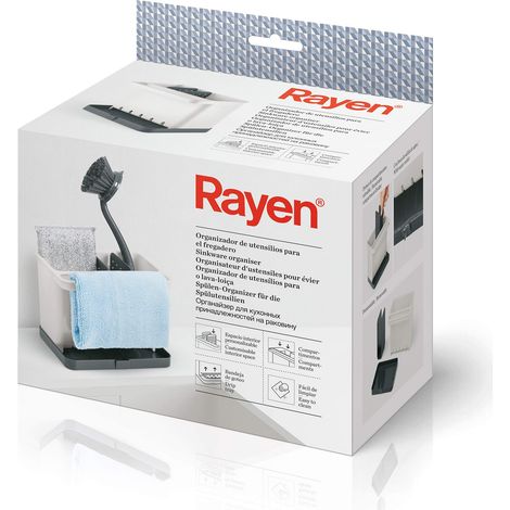 Rayen Chiaro e Grigio Scuro, Organizer per Utensili da lavandino, Dimensioni: 17 x 13,3 x 11,5 cm, Medidas (1/5)