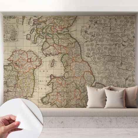 Papier peint autocollant adhésif avec motifs pour salon et chambre accessoire stylé pour votre intérieur Carte historique 208x146 cm (1/5)