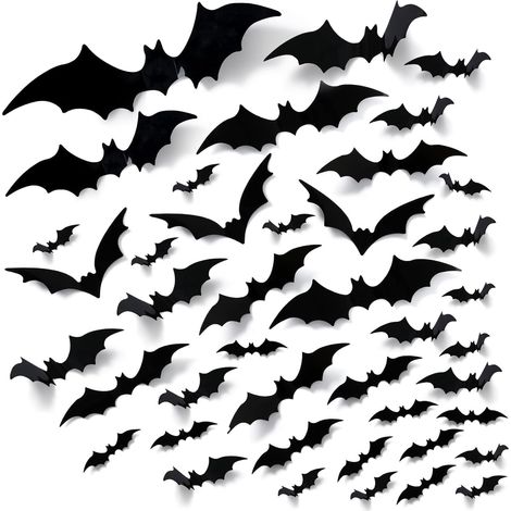Lot de 140 décorations de chauves-souris pour Halloween, autocollants en forme de chauves-souris « D » pour l'intérieur et l'extérieur, décoration d'intérieur, autocollants muraux à poser soi-même, sa (1/5)