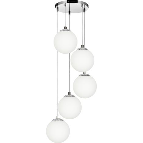 Lámpara de techo colgante cromada con globo de cristal y pantalla LED blanca, Lepe 13-570