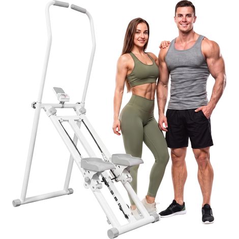 SPORTNOW Stair Stepper Verticale con Manubri Regolabile a 3 Livelli, Bianco (1/5)