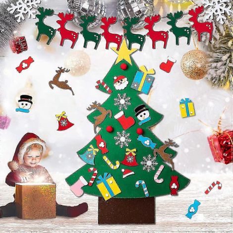 Sapin de Noël en feutrine WJTG, sapin de Noël avec bannières de Noël, décoration de Noël en feutrine à faire soi-même de 1 m (3,3 pi) (1/5)