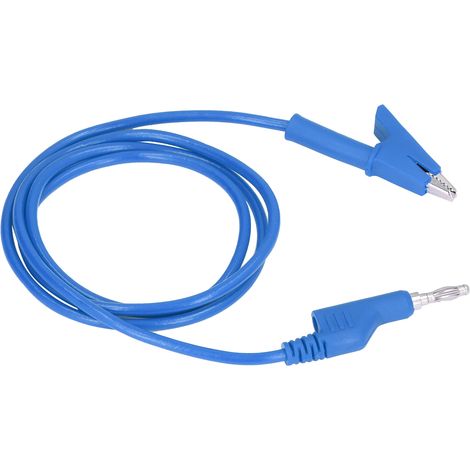 Cordons de test à pince crocodile, fils à fiche banane, câble flexible pour tests électriques J.70035-1 4 mm bleu. (1/5)
