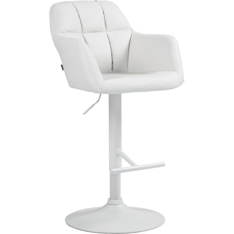 Sgabello da bar/seggiolone x1 con funzione girevole a 360° similpelle bianca con cuciture decorative base in metallo bianco 100006658