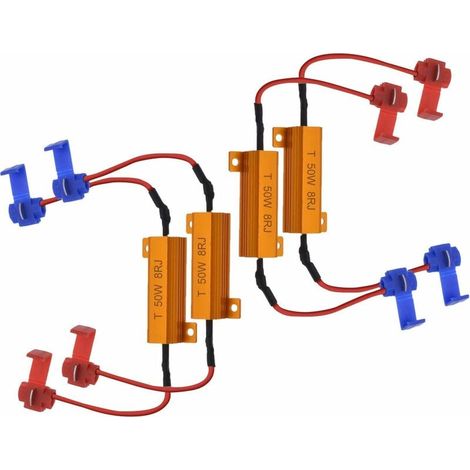 resistori di carico LED da 50 W e 8 ohm, resistore di carico per fari, decoder per fendinebbia, resistore per indicatori di direzione a LED, filo decoder (correzione iperflash, annullamento avviso)