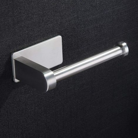 VURAHOME - Porte-papier toilette auto-adhésif Fixation sans perçage Support pour papier toilette en acier inoxydable brossé (1/4)