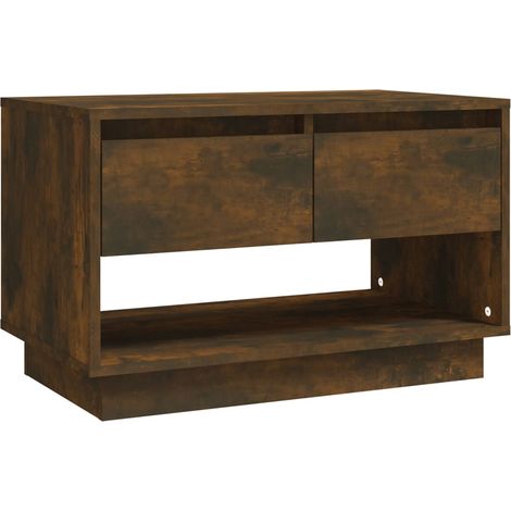 Meuble TV multimédia étagère télévision buffet téléviseur salle à manger salon chambre chêne fumé 70 x 41 x 44 cm bois d'ingénierie brun