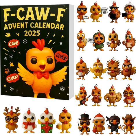Calendrier De Lavent Poulet - 24 Figurines 2D Uniques - Décoration Festive Et Jouet Surprise Pour Enfants Et Adultes - Lot De 1 (1/5)