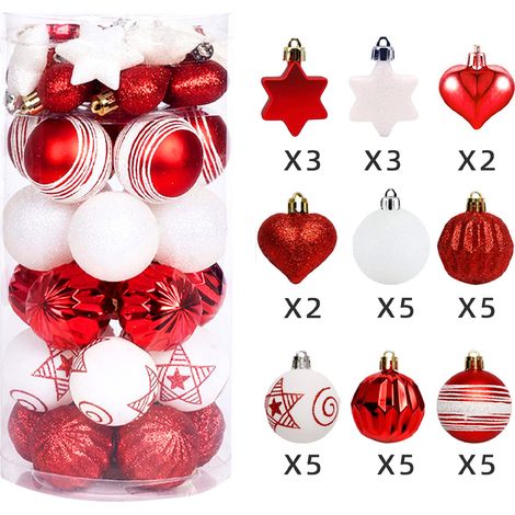 Weihnachtskugeln, 35 Stück, 6 mm große Kunststoffkugeln, dekorative Hängeornamente für Weihnachtsbäume mit Schnur, für N (1/5)