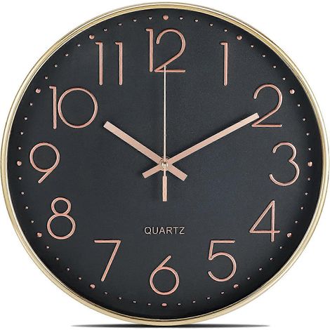 Horloge murale silencieuse (sans tic-tac) de 30 cm, moderne, à piles, facile à lire, idéale pour la cuisine, la maison, le salon, le bureau ou la salle de bain. (1/5)