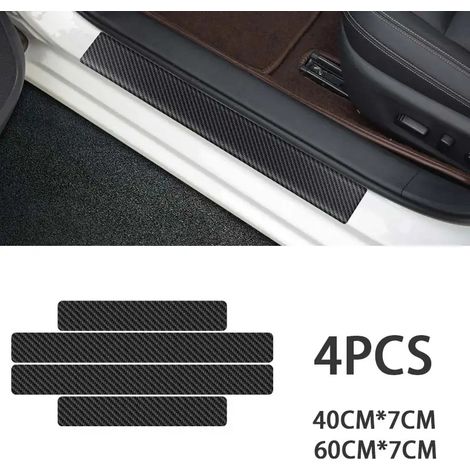 (4 pièces) Bandes de protection anti-rayures pour seuil de porte arrière,motif fibre de carbone noire,protection anti-coups de pied (1/3)