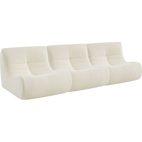 Set of 3 modular armchairs in boucle fabric, Sokol trio, White, 91x105x72 cm (1/5)