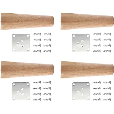 Quatre supports de pieds de table en bois massif, robustes et durables, idéaux pour renforcer bureaux, chaises, armoires et autres meubles. Disponibles en plusieurs couleurs, bords droits, 15 cm. (1/5)