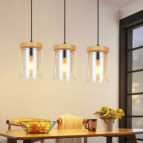 GBLY Pendelleuchte Esstisch Esszimmerlampe Hängend - Hängelampe Wohnzimmer Glas Esstischlampe Schlafzimmer 3 Flammig E27 Hängeleuchte Vintage Pendellampe Höhenverstellbar für Küche(ohne Leuchtmittel)