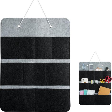Organisateur mural 2 pièces, sac suspendu, organisateur suspendu en feutre, camping pliable, compartiments multiples, rangement pour chambre d'enfant, placard, porte/mur, 5239 cm (1/3)