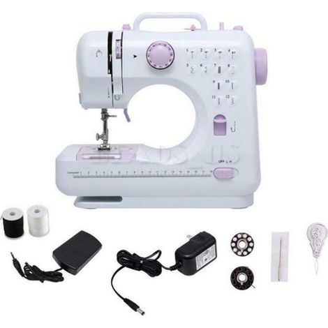 Machine à Coudre Portable 12 Points - Électrique avec Pédale - Double Alimentation (Secteur/Piles) - Idéal Débutants, Enfants, DIY et Petites Réparations
