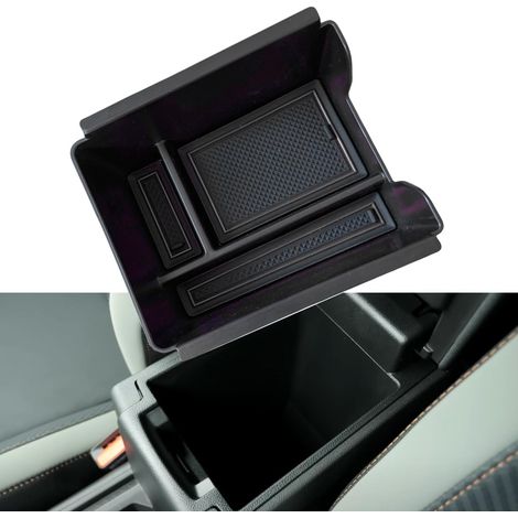 Duster 3 Mittelkonsole Ablagefach für Dacia Duster 3 2024-2025 2026 Zubehör Armlehne Aufbewahrungsbox Organizer (Ohne Handbremse, Schwarz) (1/5)