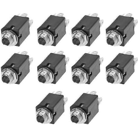 Lot de 10 douilles jack 6,35 mm PJ-612 à 3 broches avec écrou à vis (1/5)