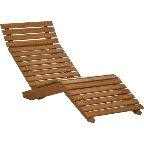 Chaise longue de jardin, transat, bois massif, marron, 66 x 170 x 77 cm