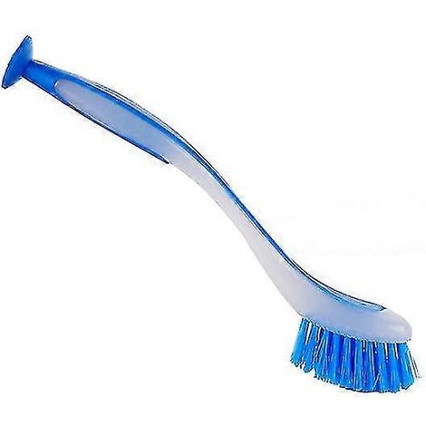 Brosse à vaisselle pour lave-vaisselle, manche long et poils souples et agréables au toucher, 1 pièce - bleue (1/5)