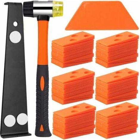 Kit d'Installation pour Sol Stratifié,Kit Pose Parquet Stratifié avec 60 Entretoises Bloc de Frappe, Barre de Traction Robuste et Maillet en Fibre de Verre, Poignée Souple Antidérapante (1/4)