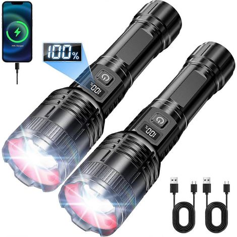 Lampe torche LED ultra-lumineuse Lumens, 5 modes, haute puissance, étanche, idéale pour le camping et les promenades avec un chien. Lampe torche tactique portable pour promener son chien. (1/4)