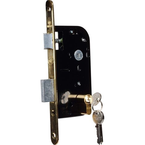 Serrure à encastrer axe 50 mm pour Porte D’Entrée avec cylindre 60 mm. coloris Noir (1/2)