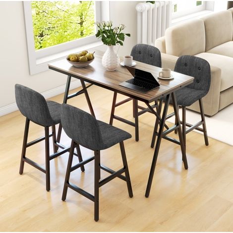 5-teiliges Bartisch- und Barhocker-Set, 120 x 60 x 91 cm, Dunkelgrau HAVRYA (1/5)