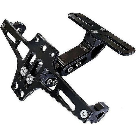 Support de plaque d'immatriculation universel pour moto, suppression de garde-boue, support de plaque arrière en aluminium avec feu LED (1 pièce, noir) (1/5)
