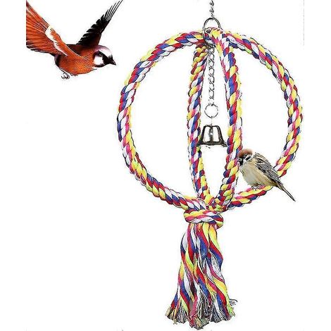 Perchoir en corde réglable pour cage à perroquet, support avec balançoire à mâcher, jouet pour petits et moyens perroquets. Corde en spirale pour cage. (1/5)