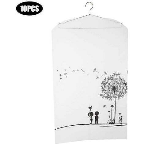 Lot de 10 sacs de rangement suspendus imperméables pour vêtements, manteaux et costumes, housses anti-poussière, 60 x 100 cm (1/5)
