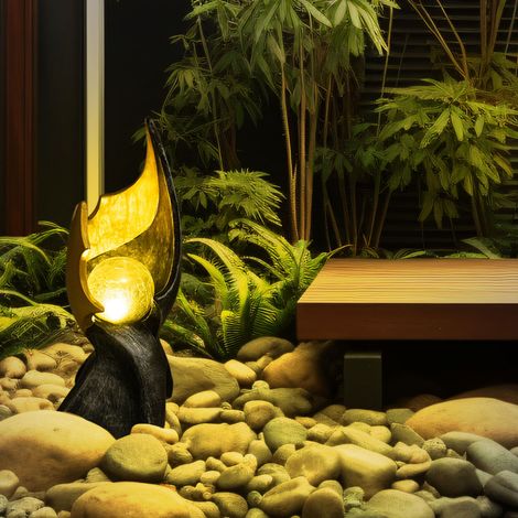 LED Flamme Solar  Garten Dekoration Solarlampe mit Flammeneffekt Solarlampen für Außen, gold braune Skulptur mit bezauberndem Lichteffekt, 1x LED warmweiß, H 36 cm
