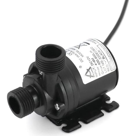 Pompe à eau 12V DC, 800 l/h, 5 m, pompe submersible sans balais pour fontaine, piscine, système de circulation solaire, système de circulation d'eau (1/5)