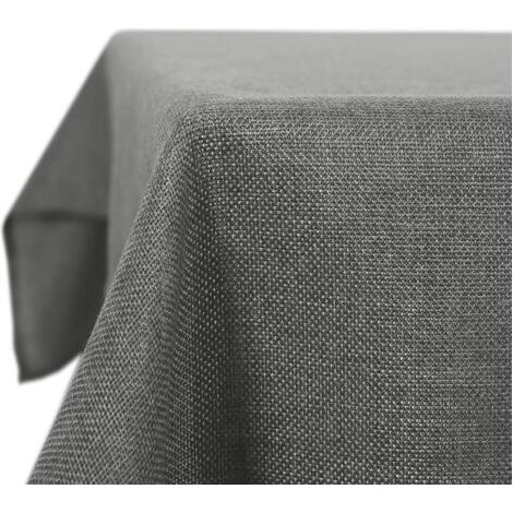royaluxe-Nappe Anti-tâche Imperméable de Salle à Manger Effet Lin 130x220 cm Gris (1/5)