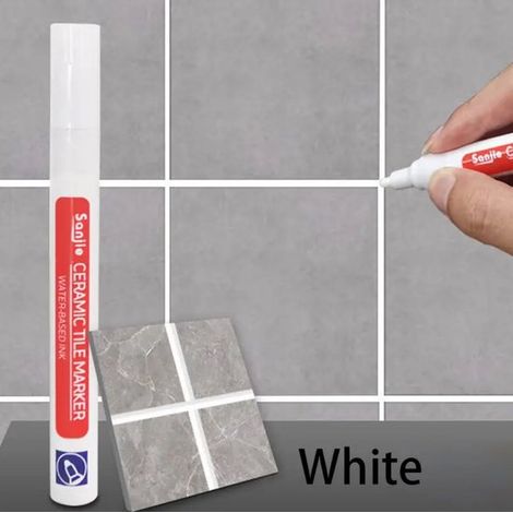 Marqueur à joints blanc - Stylo de retouche pour joints - Peinture joints - Rénovation carrelage - Nettoyant joints (1/4)